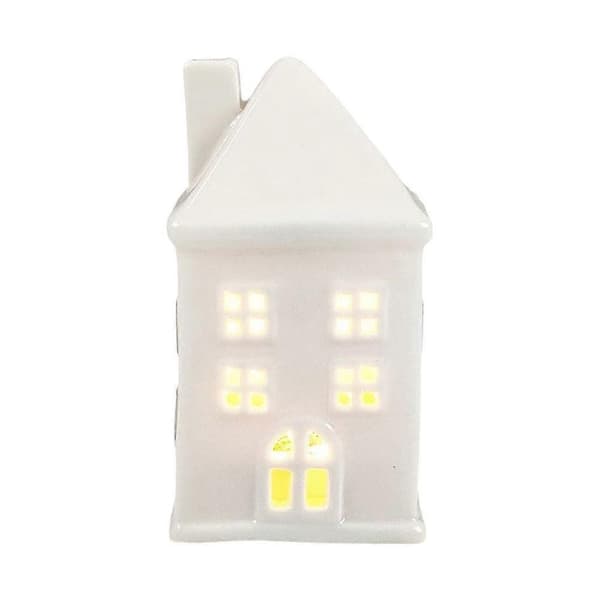 Keramiske hvide julebyhuse med LED-lys G