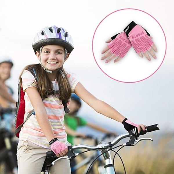 Barnens Sport Handskar, Halvfingerhandskar för Barn, Barn Pojkar Flickor Cykelhandskar, Barn Fiskehandskar, Lämpliga för Cykling Camping Fiske Utomhussporter