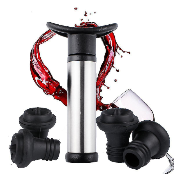 Vacuum Wine Saver Set Pump Preserver With 4 Vacuum Wine Stoppers Z66466