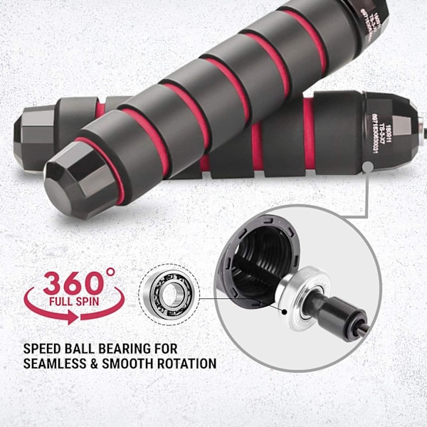 Hoppestøtter for Fitness - Hoperem for Trening, Vektreduksjon, Kaloriforbrenning, Innendørs Fitness, Treningssenter - Tangle Free Ball Bearing Speed Rope Med Minne