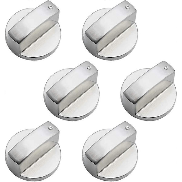 Piao 6-pack Universal Metallkontrollknappar Spisknapp 6 mm Universal Kontrollknappar Spisknapp för Gasspis Spisugn Häll A276