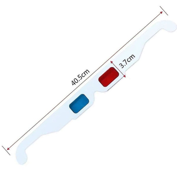 3D-papirbriller, rød og blå anaglyf, hvid ramme, 10 par