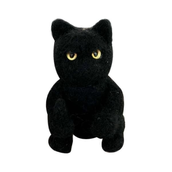 Rolig svart katt nålfilt
