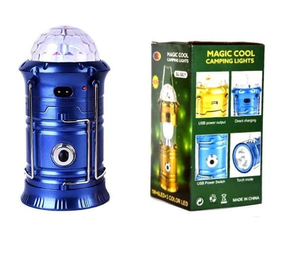 Solcelled LED Lanterne Lys Genopladelig Udendørs Camping Lommelygte Scene Disco Lys Blue
