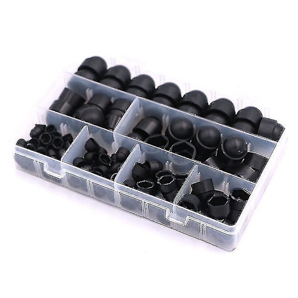 Plastmuttrar, Mutterskydd, Hexagonmutter Skydd, Svarta Hexagon Skruvlock 145st-svart