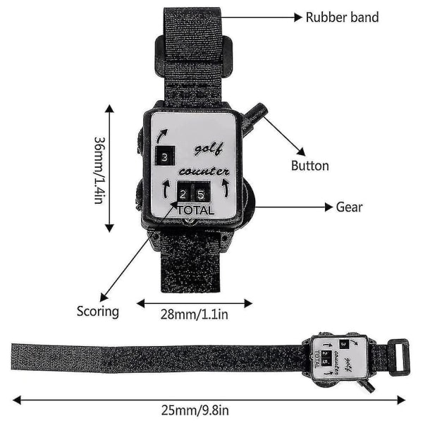 Golfpoängräknare, med en knapp återställning Golfpoängräknare (3 st, svart)