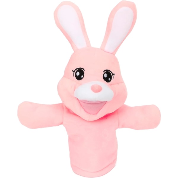 Kanin Dyr Hånddukkelegetøj med bevægelig mund til rollespil Storytelling Førskoleuddannelse Børn Fødselsdagsgave Dreng Pige Pink 15 Tommer