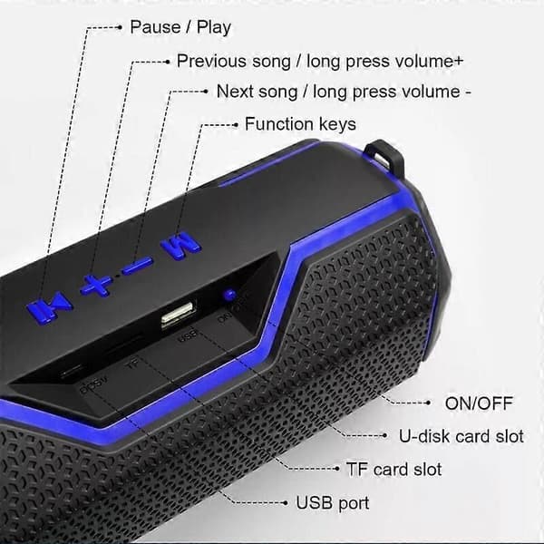 Bærbar Bluetooth-højttaler med kraftfuld bas og TWS stemmeprompt