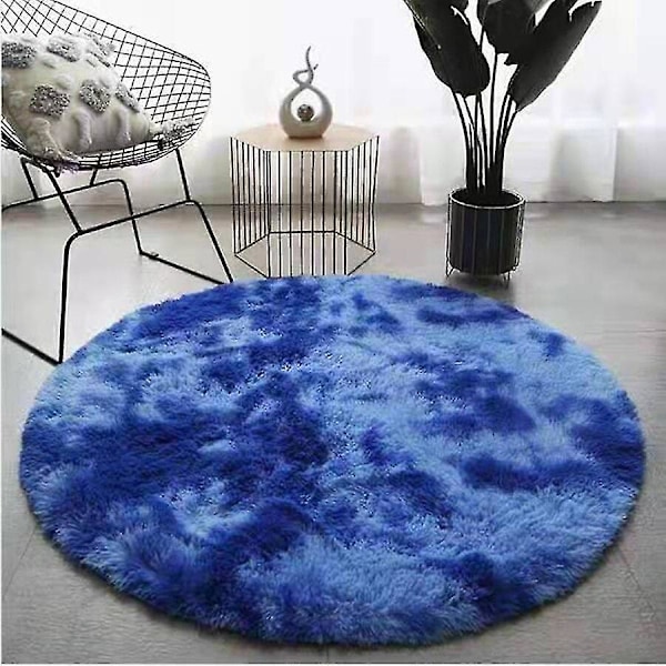 Tie-dye Fluffy Rundt Teppe Tepper Stue Innredning Kunstig Pels Tepper Barnerom Lang Plysj Tepper For Soverom Shaggy Teppe Moderne Matter