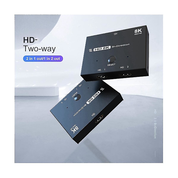 8K 2 In 1 Ut 1 In 2 Ut HD-omvandlare Datorprojektion till TV-adapter för anslutning av flera enheter