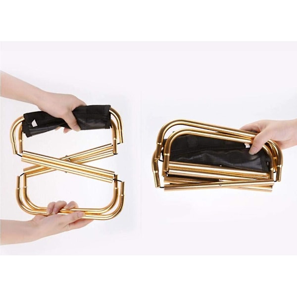 Mini Guld Foldeskammel med Pose, Kompakt Ultralet Aluminium med Bæretaske til Have, Strand, Fiskeri, Vandring, Camping, Picnic