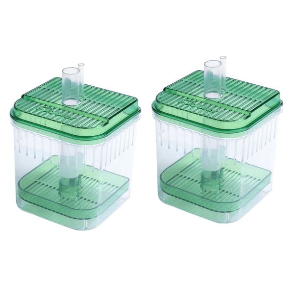 2x Plast Square Fish Tank Aquarium Filter Bunnboks Gjennomsiktig Grønn