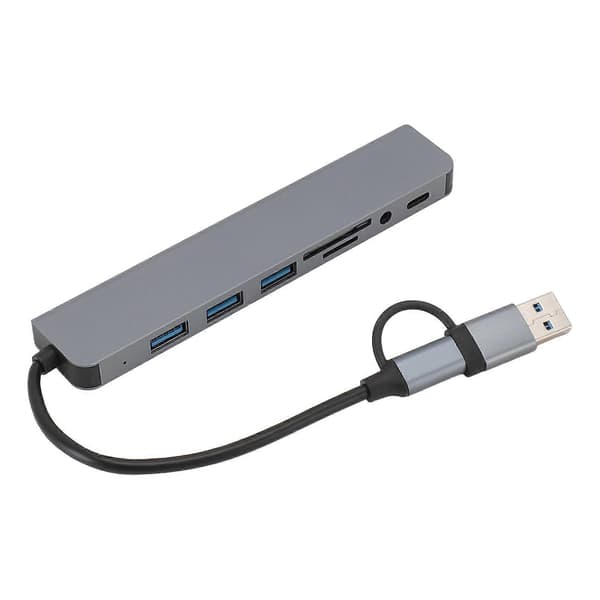 8 i 1 USB C Hub Multifunktionel Kortlæser USB 3.0 Dockingstation til Telefon Tablet