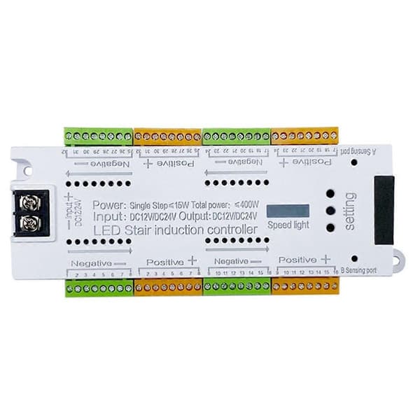 Automatisk 32-kanals trappebelysning LED bevægelsessensor trappelys controller kit til trapper Flex