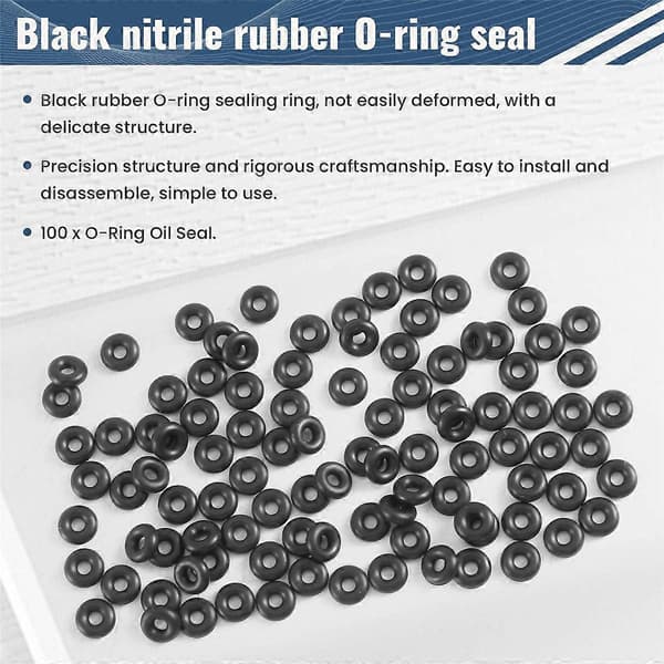 100 stk O-ring i nitrilgummi 6 x 2 mm