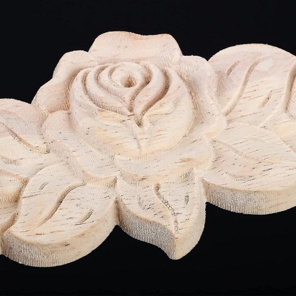 10 st Trä snidade väggdekor Blommor trä snidade applikationer Hörn dekorativa för möbeldörr Cabi (trassling)-YUHAO