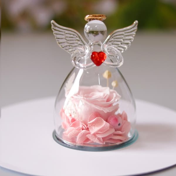 Engel Rose Statue Engel Gave til Kvinder, Bevar Ægte Rose Glas Engel Gave Pink