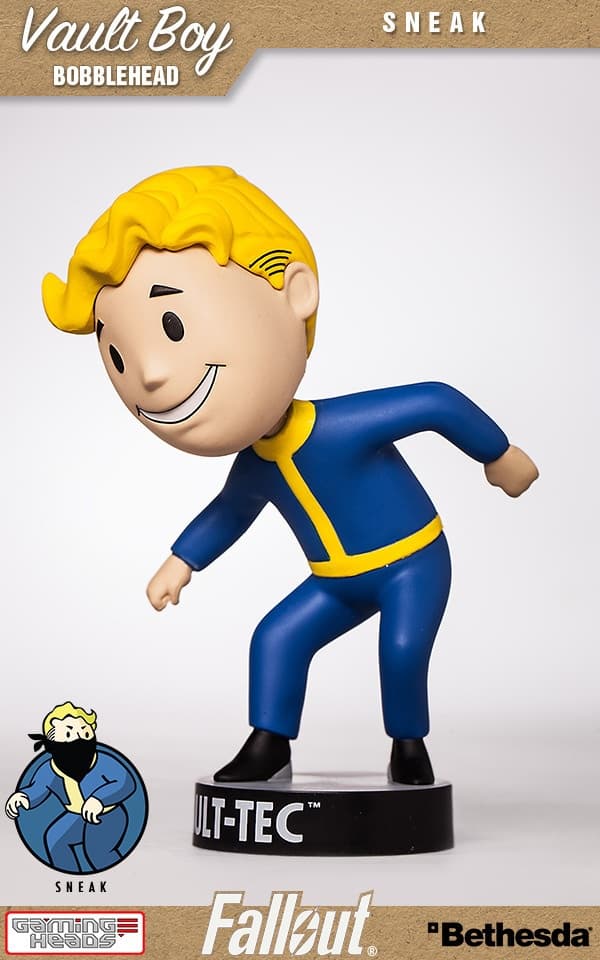 Vault Boy Q version 1 generation 7 bobblehead dockor, boxad docka C