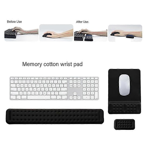 Tangentbords handledsstöd, handledsstöd för tangentbord och mus, ergonomiskt set med tangentbords- och musmatta i memory foam