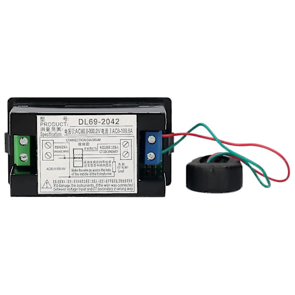AC 80-300V 100A Digital Voltmeter Ammeter Amperage Tester Måler Grønn Rød LED Amp Dobbel Skjerm AC Panel Strømmåler Tester Med Strømtransformator