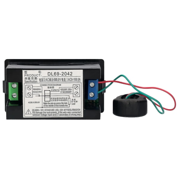 AC 80-300V 100A Digital Voltmeter Amperemeter Amperage Testare Mätare Grön Röd LED Amp Dubbel Display AC Panel Ström Mätare Testare Med Strömstransformator