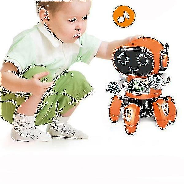 Seks-klo elektrisk dans Lille robot Lys Popmusik Børn Dreng Pige Robot Smart Legetøj