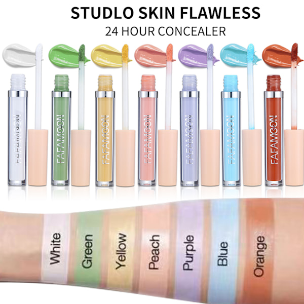 Concealer fjerner mørke rande, dækker pletter i ansigtet, 7-farve palette skjuler og udjævner hudtonen