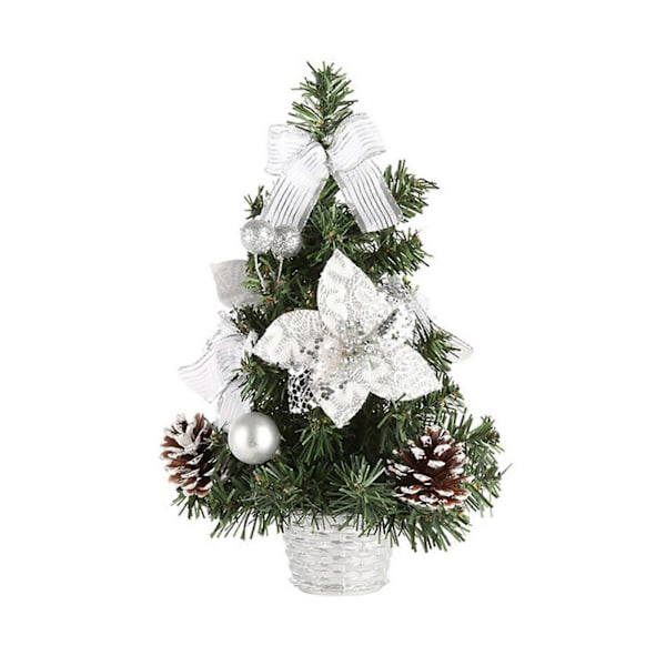 30 * 18 * 18cm Silver Julgran Dekoration Mini Konstgjord Julgran Juldekoration Hem Julgåva Ornament