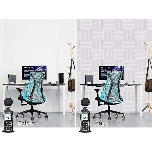 12 st Ljudabsorberande Skumplattor, Studiokilformadeplattor, Ljudabsorberande Skum Pyramid Studiobehandling Vägg