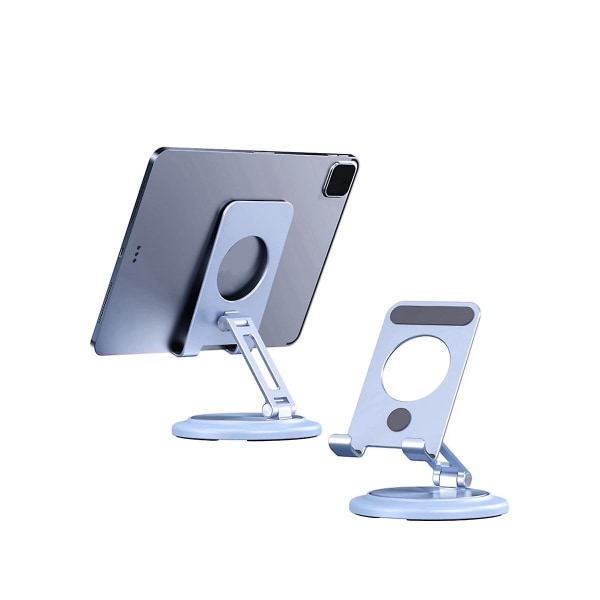 Mobiltelefon- og nettbrettstativ i aluminium, roterende, universell stativ for skrivebord, sølv