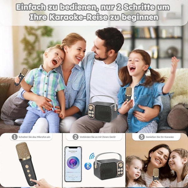 Karaokemaskin med 2 mikrofoner Bluetooth-högtalare musikunderhållning partykul