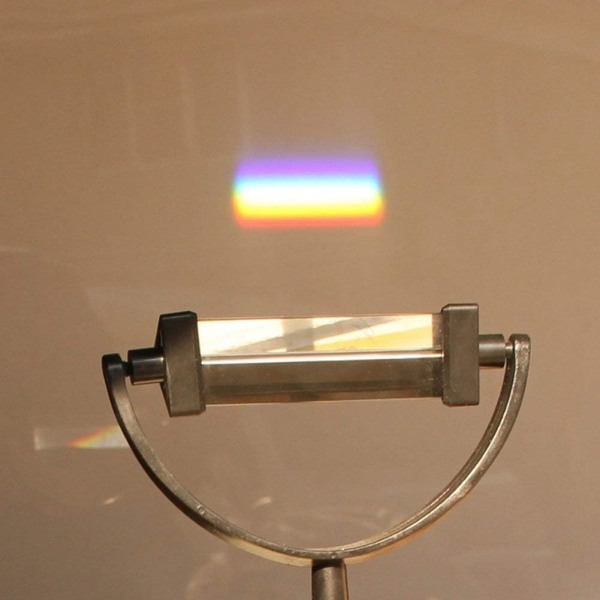 Optisk glas trekantet prisme med beslag fysisk spektrum undervisningsværktøj fysisk spektrum 360-graders roterende optisk element værktøj tilbehør