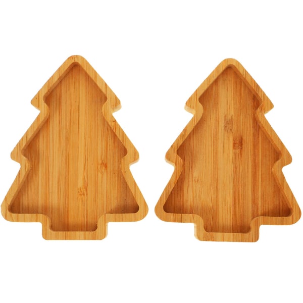 2 stk juletræssnackbakke Bambus frugtserveringstallerken Forret Serveringstallerken Saucefad