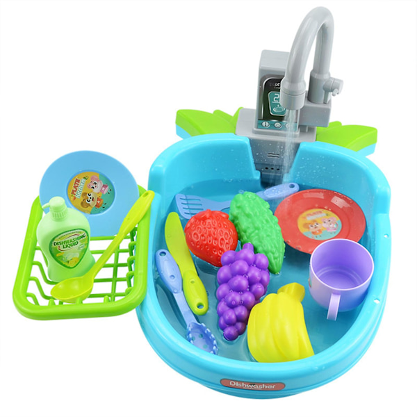 Electric Vegetable Washing Sink Toy Dishware Set Kiddie Pretend Party Supplies