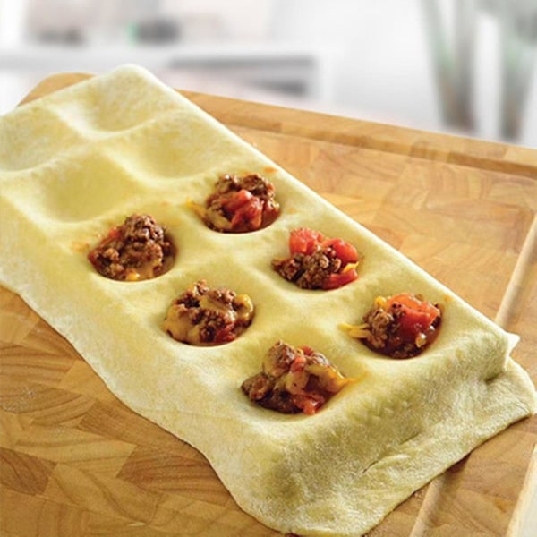 Italiensk Pastaform Ravioli Bakke Plade Stift Kvadratiske Kanter Ramme Til Perfekt Fastgørelse Og Form Stor