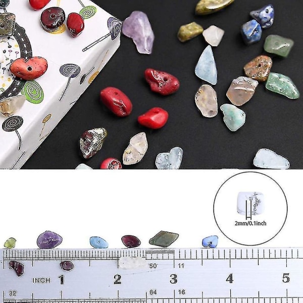 Edelsteinsperler for smykkefremstillingssett 15 farger Krystallsteinsperler
