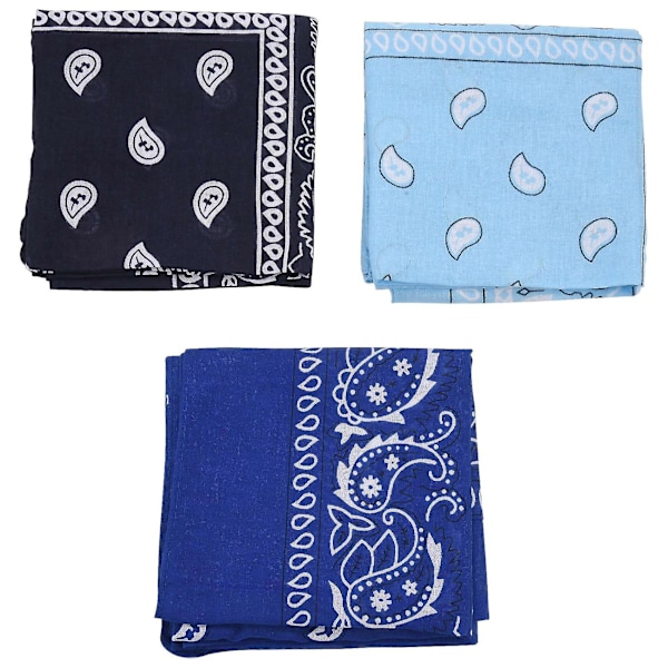 3 Bandanas Mænd Og 57 X 57 Cm Kongeblå + + Blå