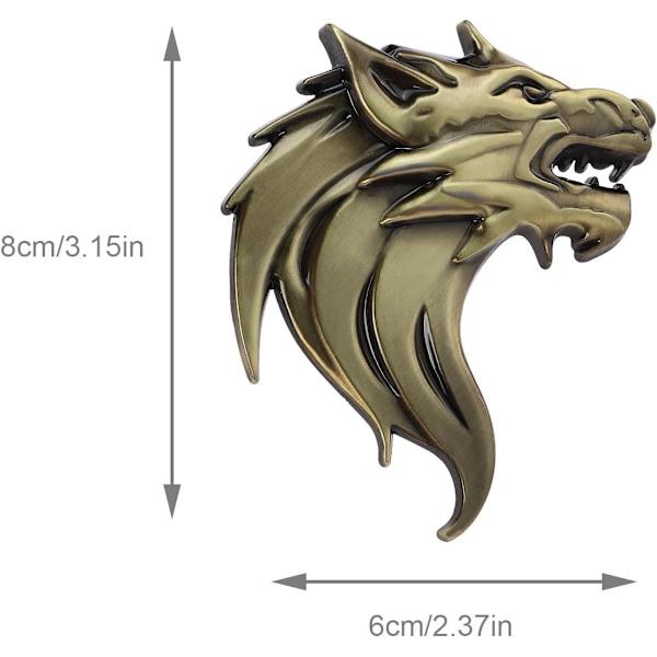 Et par 3D metall ulvehode bilklistremerker ulvehode klistremerker emblem merke reflekterende motorsykkel auto dekorasjonsklistremerker