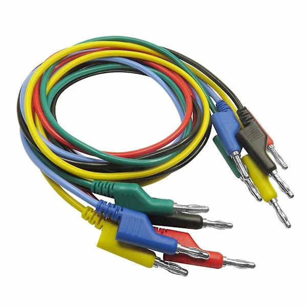 5 stk. 1m 4mm Banan til Banan Stik Blød Silikon Testkabel Ledning