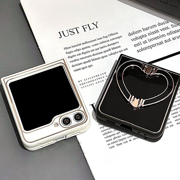 Z Flip 5-deksel med Love Heart-stativ, hardt PC-støtfangerdeksel kompatibelt med Samsung Galaxy Z Flip 5