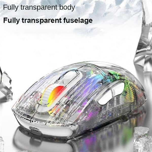 XYH20 3-Mode Transparent 4G Mus Rgb Mekanisk Mus E-Sports Bluetooth Mus Sort