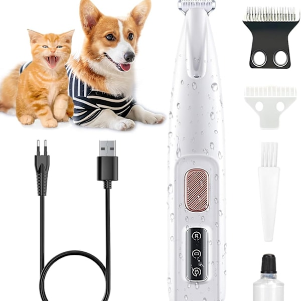 Pet Micro Precision Trimmer, 2024 Ny Oppgradering Hundepot-Trimmer med LED-Lys, Stille Dyrehårtrimmer, Vanntett Dyreklipper