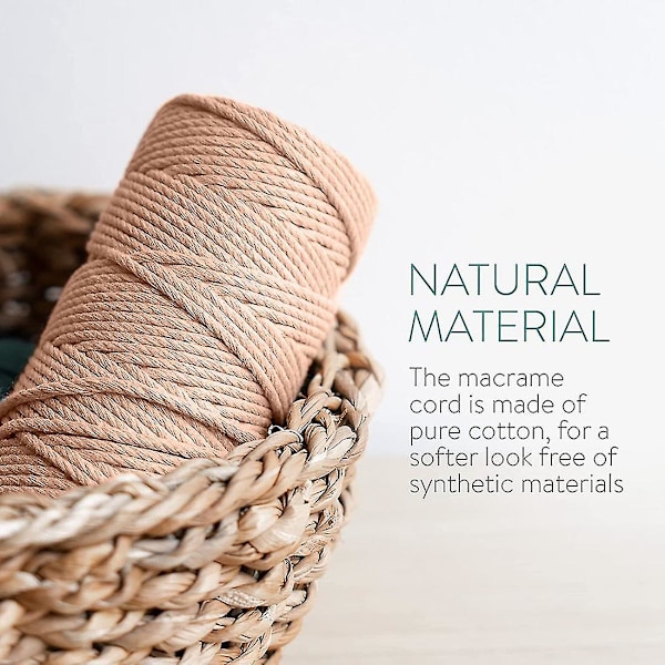 Macrame Garnset med 3 stycken - Bomullsrep för DIY-projekt, vävnad, drömfångare - Bomullsrep - Vit O