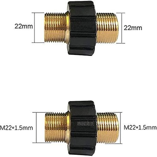Slangehurtigkobling, M22 x 1,5 Dobbelt Han-Trykvaske Adapter Kompatibel Karcher HD & HDs Trykvaske (14 mm Diameter)