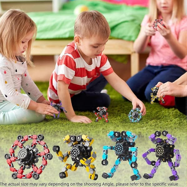 4-pakning transformerbare fidget-spinnere - Stresslindrende sensoriske leker for barn, tenåringer og voksne