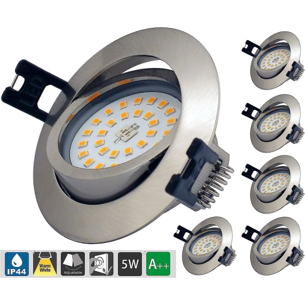 Led Downlight Slimline Dimmable Ip44, Bathroom Recessed Lighting 6*5w Ac 230v Warm White 3000k 400lm Lamp Lighting For Bathroom Living Room Kitchen Co