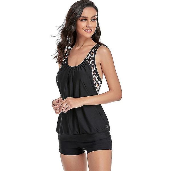 Dame Blouson stribet trykt strappy T-back Push Up Tankini Top med shorts