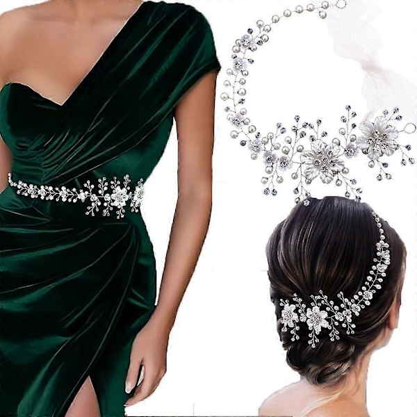 Hårtilbehør tiara perle krystal brude hårbøjle hårtilbehør til bryllup elegance