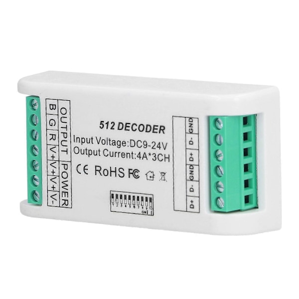 3-kanals LED-dekodare remsstyrenhet RGB-styrenhet DMX512 konstant spänningskontroll 924V