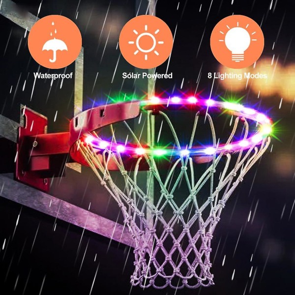 Led koripallovanne valot kaukosäädin koripallon vanteen led-valo 4 tilaa 16 väriä vedenpitävä harjoitteluun ulkona yöllä pelaamiseen